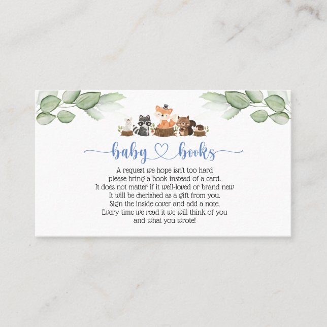 Livros de animais florestais para cartão de bebê (Frente)