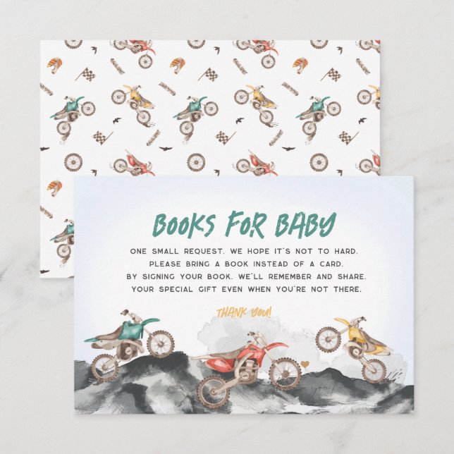 Livros De Bike De Dirt Para Convite De Bebê (Frente/Verso)
