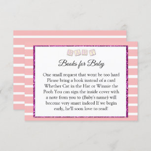 Livros De Chá de fraldas Rosa Para Cartão De Bebê