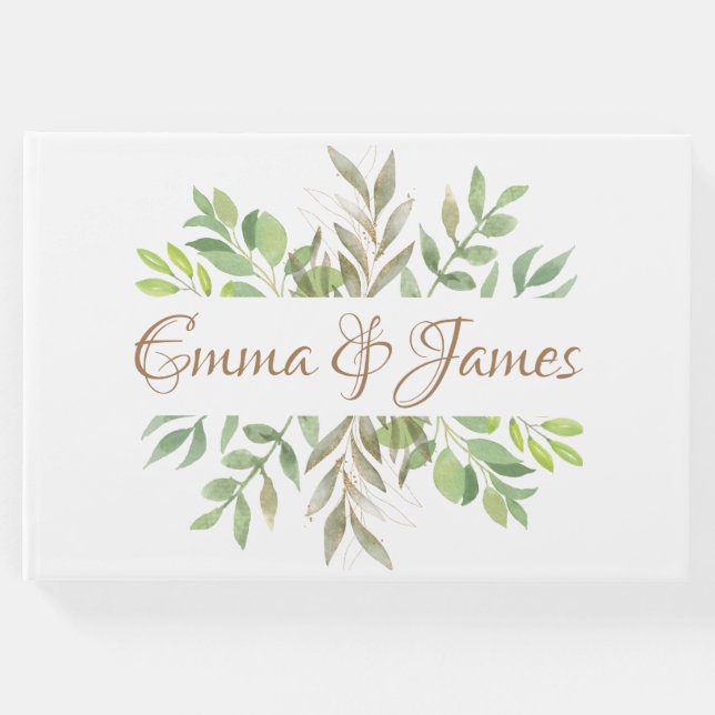 Livros de convidados de casamento do Moderno Green (Frente)