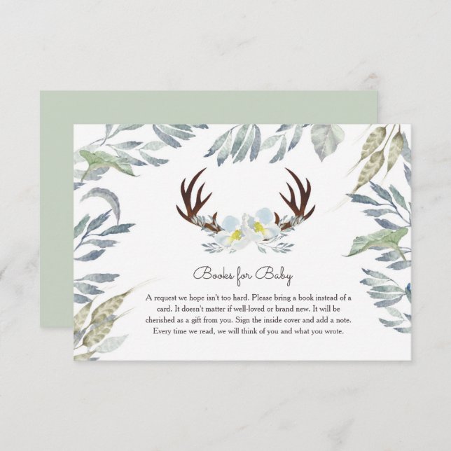 Livros De Deer Antler Para Cartão De Bebê (Frente/Verso)