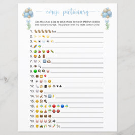 Livros de Emoji de Balões Azuis Jogo para Chá de B