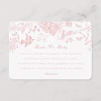 Livros de Jouy Toile Rosa para Convite para Bebês