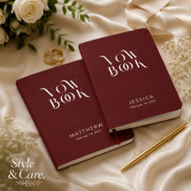 Livros de Voto de Casamento Vermelho Moderno para 
