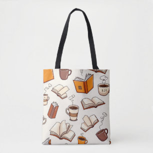 Livros e Café Tote Bag - Cozy Bookie Aestético