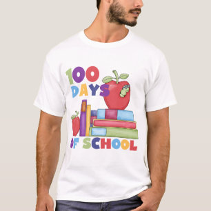 Livros e Maçãs 100 Dias de Camisetas Escolares