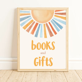 Livros e presentes boho sol tons mudos poster