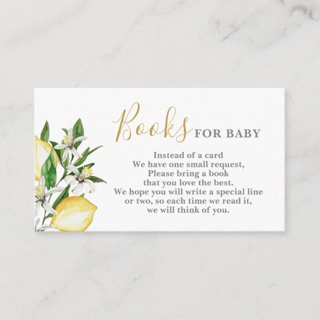 Livros Florais de Lemons para Cartão de Bebê (Frente)