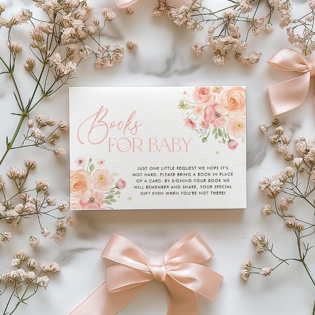 Livros Florais para Cartão de Chuvadeiro de Bebê (Floral Books For Baby Enclosure Card | Baby in Bloom Bridal Shower)
