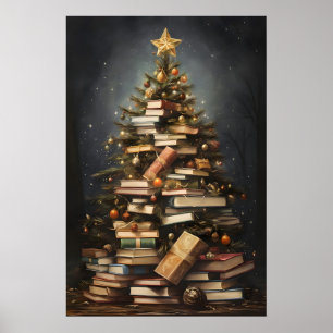 Livros Impressão de Árvore de Natal, Inverno Rústi