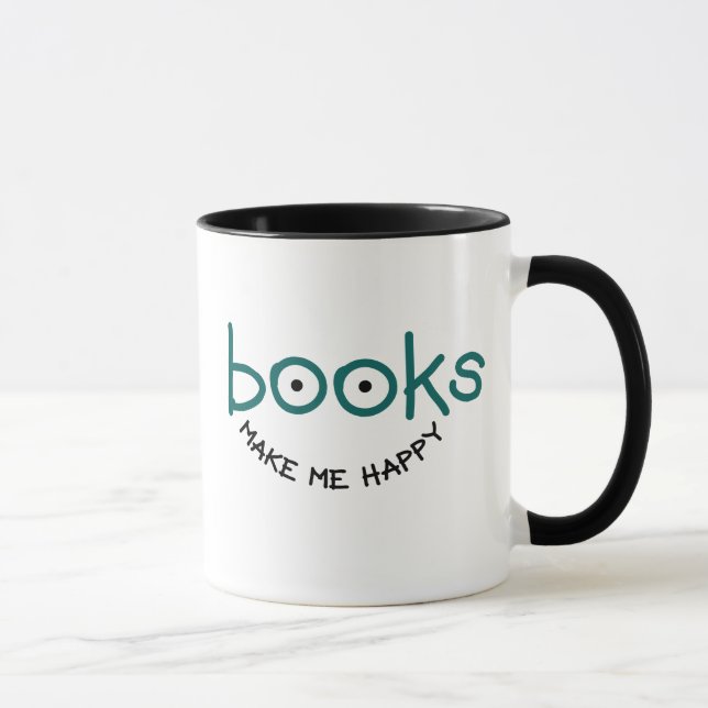 Livros me fazem feliz caneca (Direita)