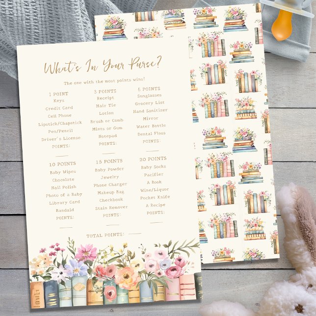 Livros O que há no jogo da bolsa (Wildflower Books What's In Your Purse Baby Shower Game by Painted Paperie
)