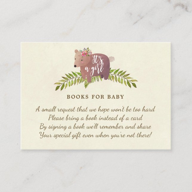 livros para bebê, pedido de cartão de urso bonitin (Frente)