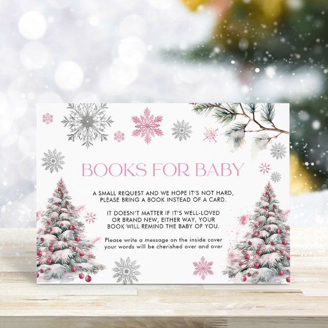 Livros para Cartão de Bebê Rosa Winter Wonderland (Criador carregado)