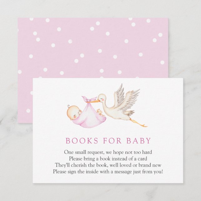 Livros Pink Storey para Cartão de Inserção de Bebê (Frente/Verso)