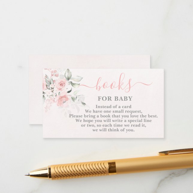 Livros Rosa Bege para Cartão de Bebê Menina (Frente/Verso In Situ)