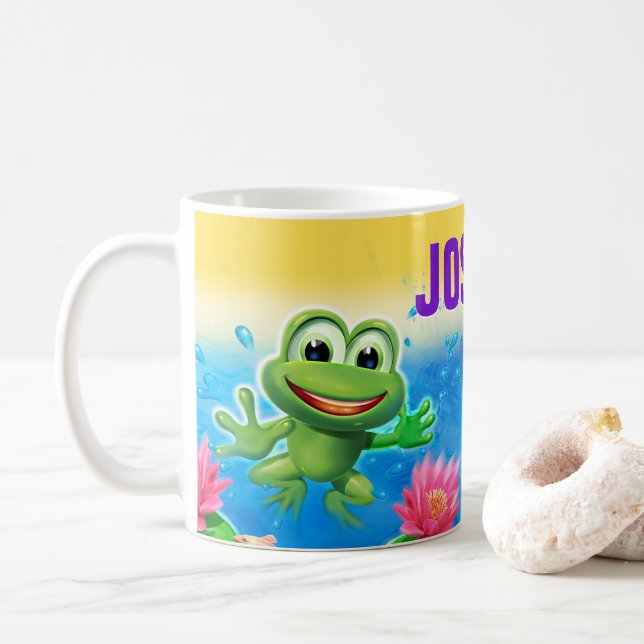 Lixiviação de sapo NOME personalizado caneca cerâm (Com Donut)