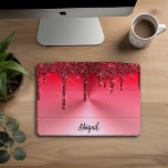 Lixo Vermelho Espelho De Luxo Personalizado,<br><div class="desc">Lindo brilho vermelho de brilho luxuoso com brilho com textura de metal escovado Design Cobrir personalizado iPad Pro</div>