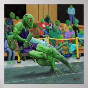 Lizard Warrior Luta Sport Fantasy Art Impressão