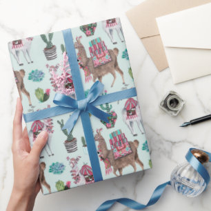 Llama   azul   Papel de embrulho