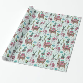 Llama | azul | Papel de embrulho
