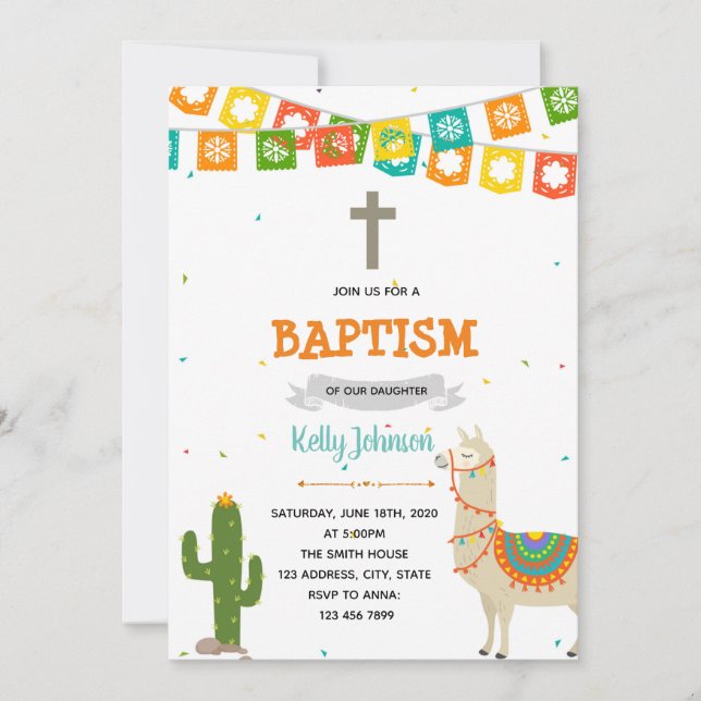 Llama baptism Convite (Frente)