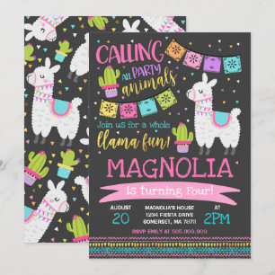 Llama Birthday Convite à Festa Inteira de Diversão