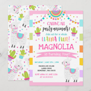 Llama Birthday Convite à Festa Inteira de Diversão