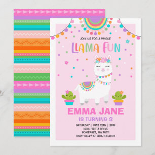 Llama Birthday Convite à Festa Inteira de Diversão