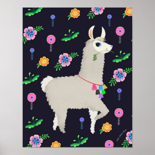 Llama com Impressão de Arte Flores
