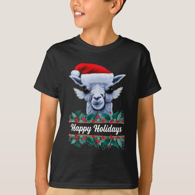 Llama Com Papai Noel Com T-Shirt (Frente)