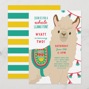 Llama convite de aniversário, gênero neutro