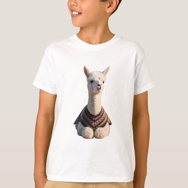 Llama Elegante em Suéter Aconchegante para Criança (Frente)