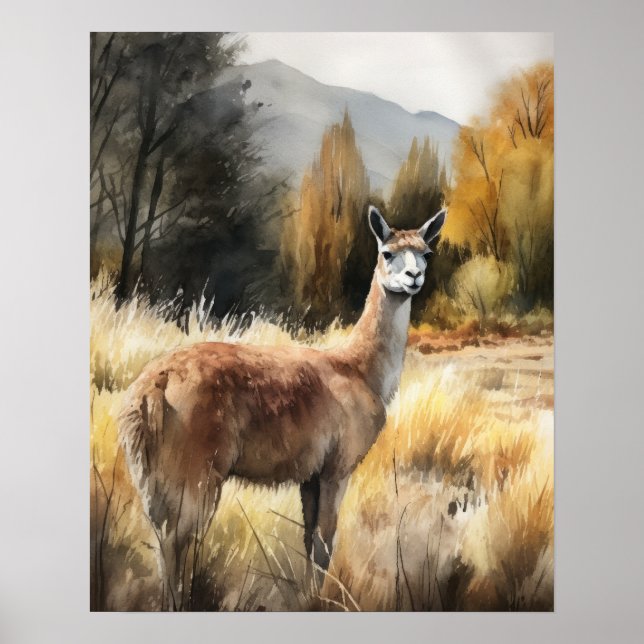 Llama Fazenda Animal Art Impressão (Frente)