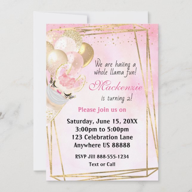 Llama Qualquer Convite De Aniversário De Idade (Frente)