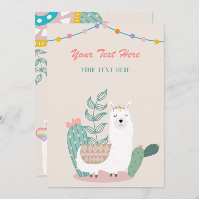 Llama Qualquer Convite Para Evento (Frente/Verso)