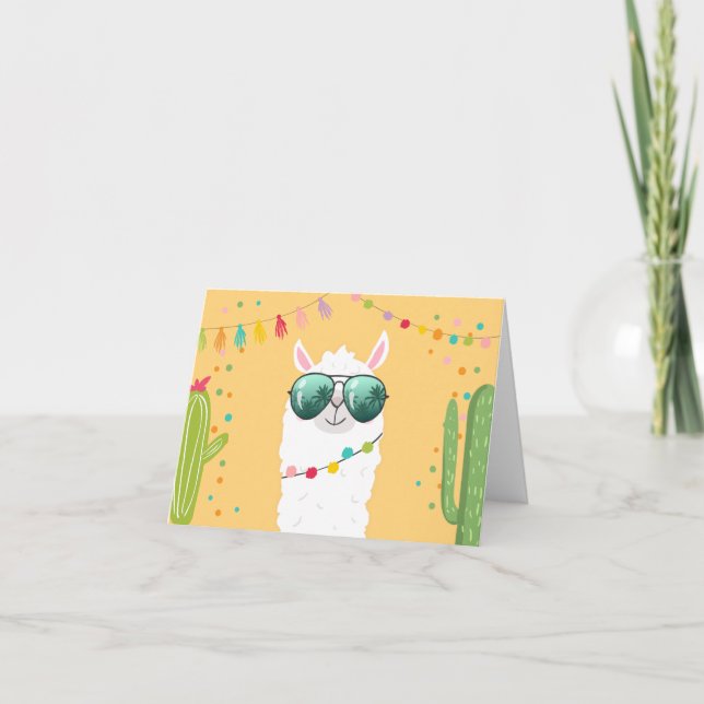 Llama Rama Cartões de agradecimentos Fiesta Party  (Frente)