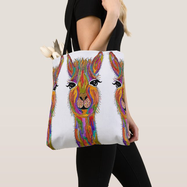 Llama Tote Bag bonito e colorido (Close Up)