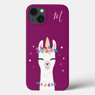 Llamacorn Cartoon Kawaii Unicorn Llama Monograma