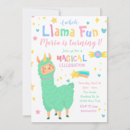 Llamacorn Magical Llama Aniversário Convite