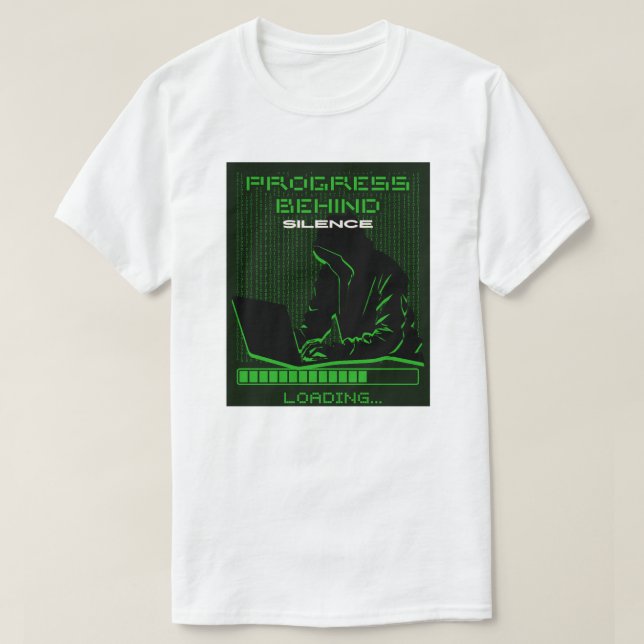 Loading Hacker Laptop Graphic T-Shirt (Frente do Design)