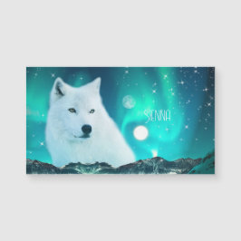 Lobo árctico e cartão magnético noturno magnético