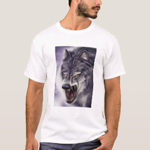 Lobo Arte - Camiseta de besta com presas, lobo mod