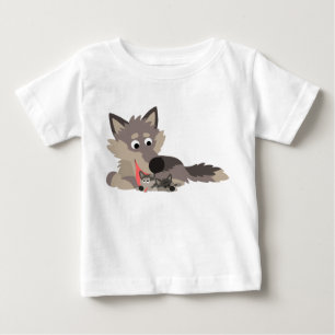 Lobo bonito do pai dos desenhos animados e t-shirt