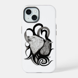 Lobo Branco com Arte Tribal Raven