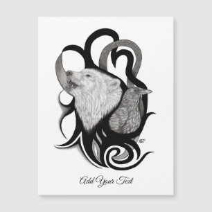 Lobo Branco com Arte Tribal Raven