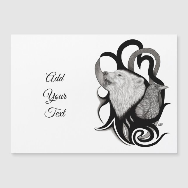 Lobo Branco com Arte Tribal Raven (Frente)