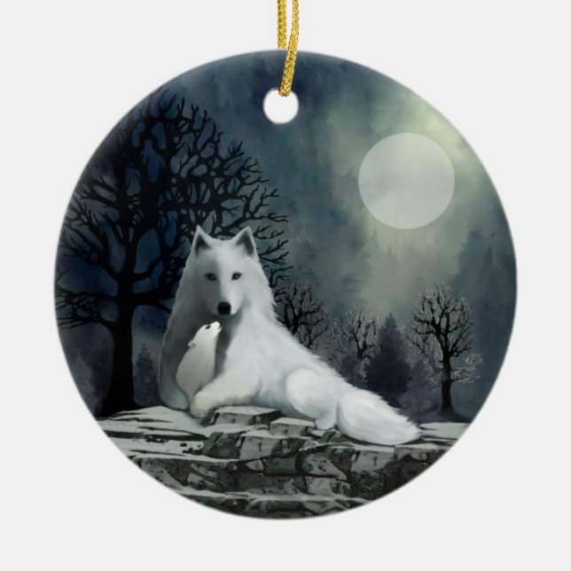 Lobo Branco com Ornamento de Pup (Frente)