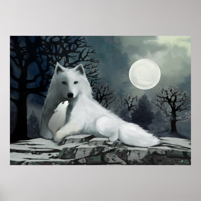 Lobo Branco com Poster Pup (Frente)