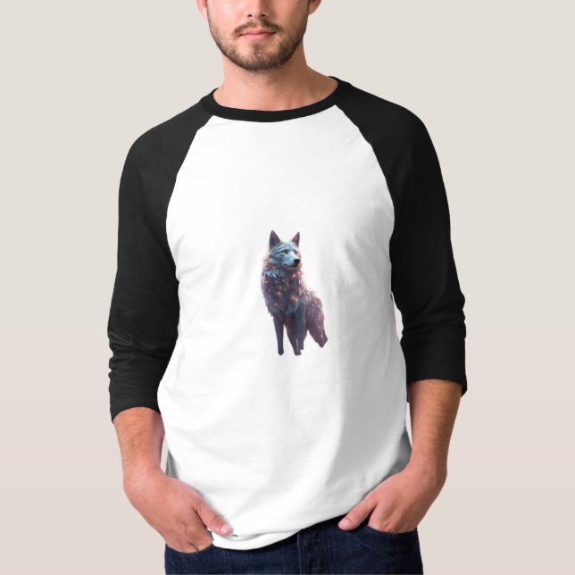 🐺 Lobo Celestial - T-shirt de potência cósmica 🌌 (Frente)